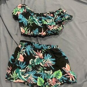 Floral Off-Shoulder Top and Shorts Set